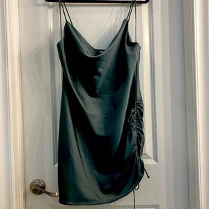 Green silky feel mini dress